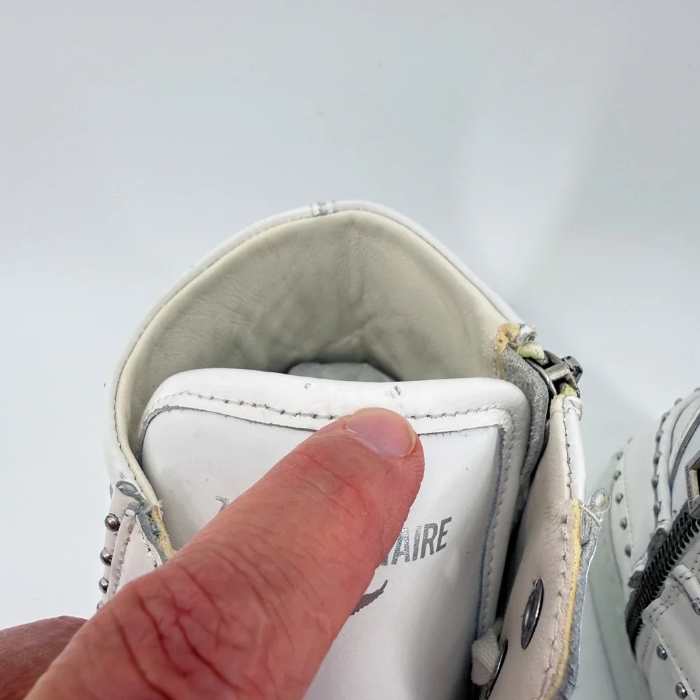 Zadig & Voltaire Womens ZV1747 Flash High Top Sneakers White Leather Studded NEW